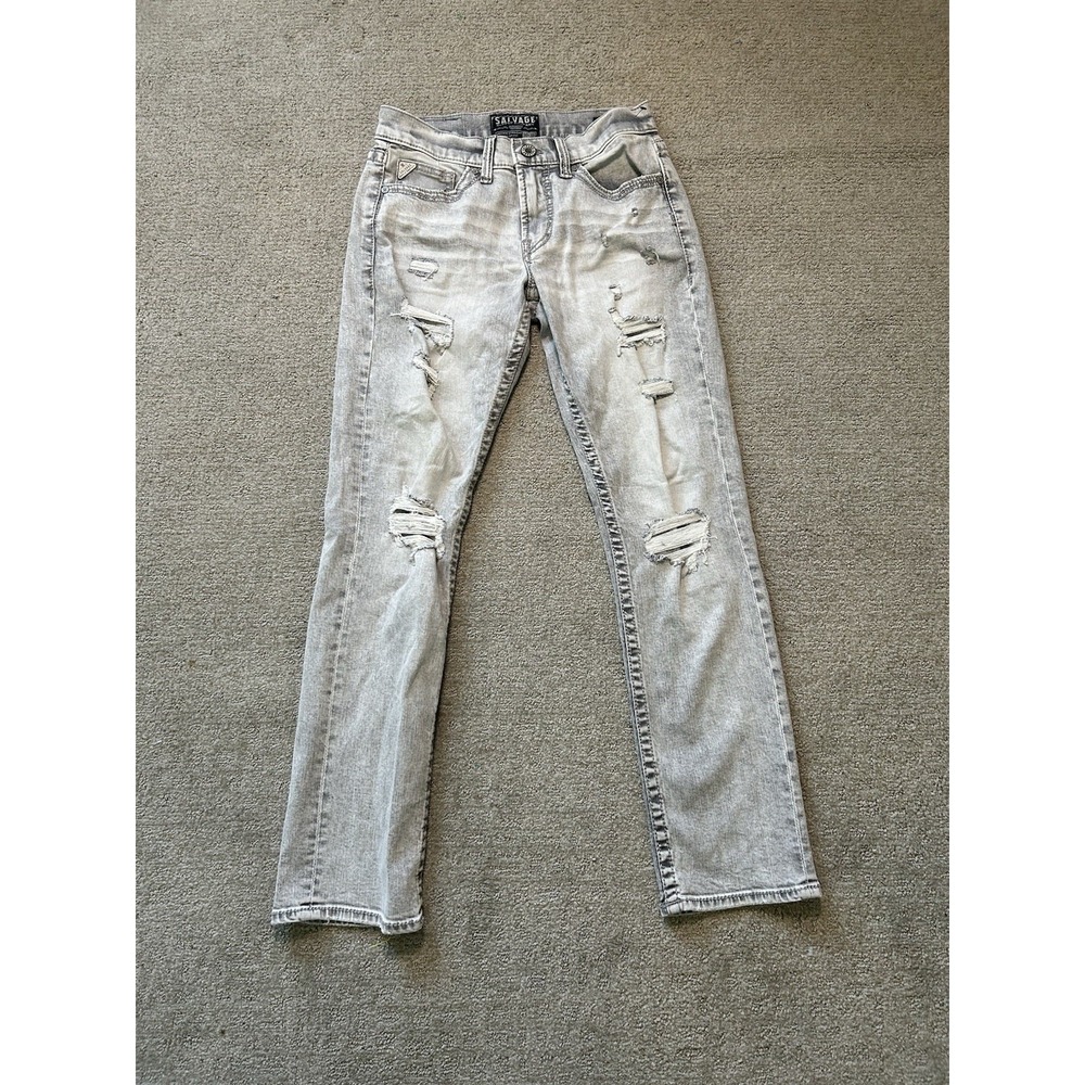 Salvage Supply Co Jeans Mens 30x32 Mayhem Straight Buckle Chevron Distressed Y2K